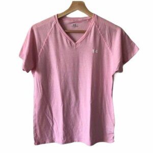 Under Armour Light Pink V-Neck Athletic T-Shirt M